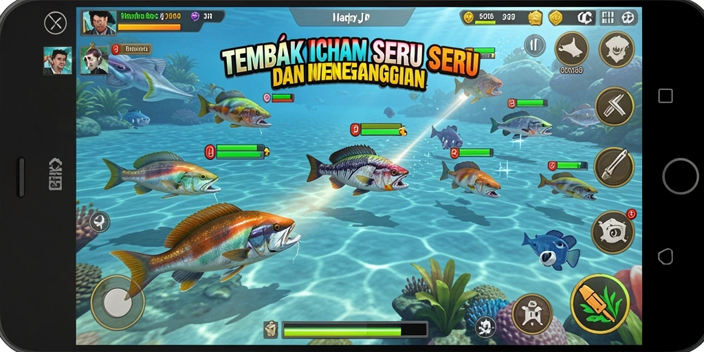 Tampilan gameplay seru dalam permainan Tembak Ikan HARAPJP.