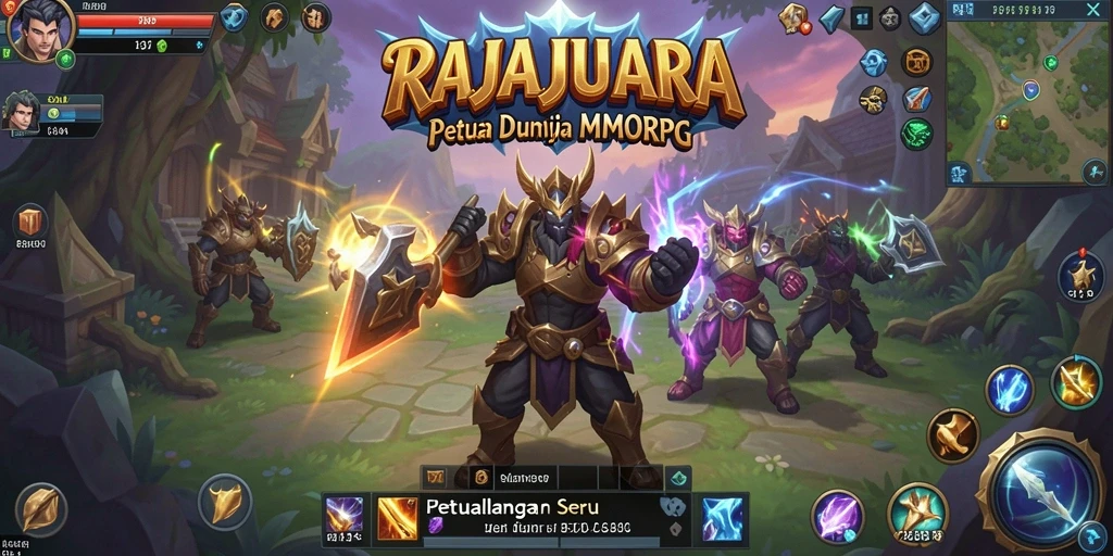 Screenshot utama RAJAJUARA menampilkan aksi pertarungan MMORPG yang seru.