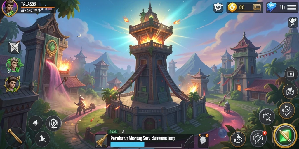 Tampilan gameplay menara pertahanan yang seru dalam TALAS89.