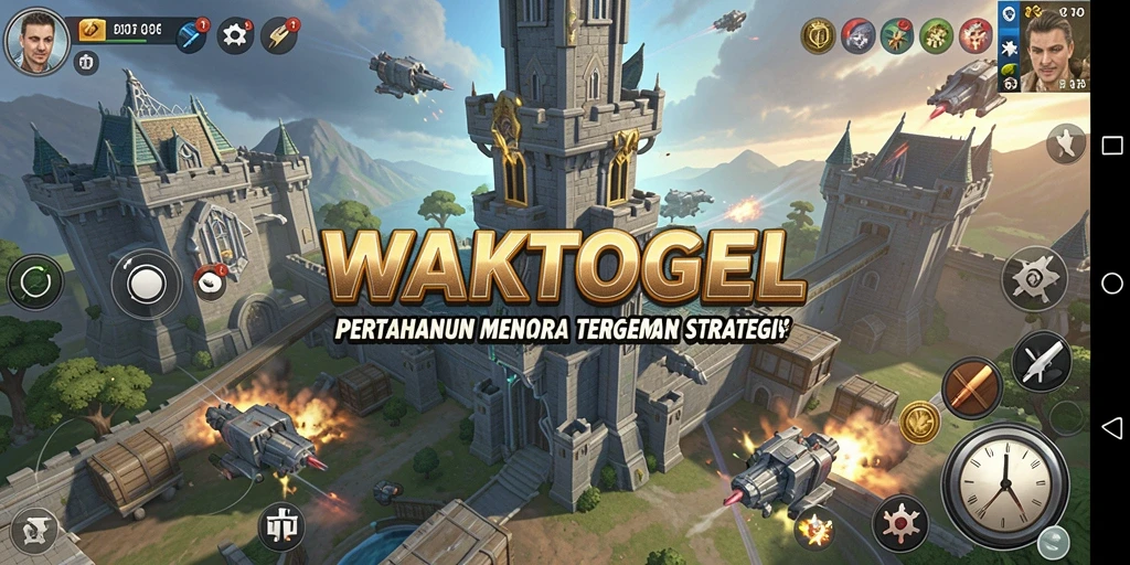 Tampilan gameplay seru dalam WAKTOGEL yang menampilkan strategi Tower Defense.